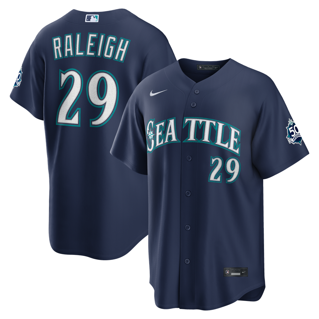 Cal Raleigh Seattle Mariners Nike  Home Stadium 50th Season Patch Jersey - White